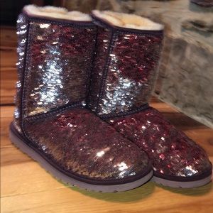 Maroon Sequin Ugg Boots